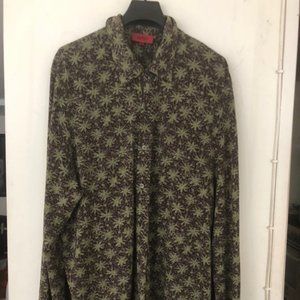 Hugo Boss Long Sleeve Green Flower Pattern Shirt